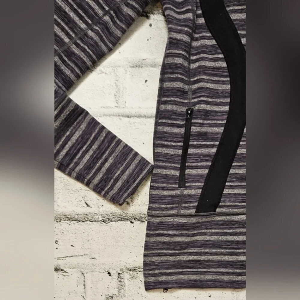 Lululemon In Stride Zip Jacket Purple Grey Stripe Women’s Size 4